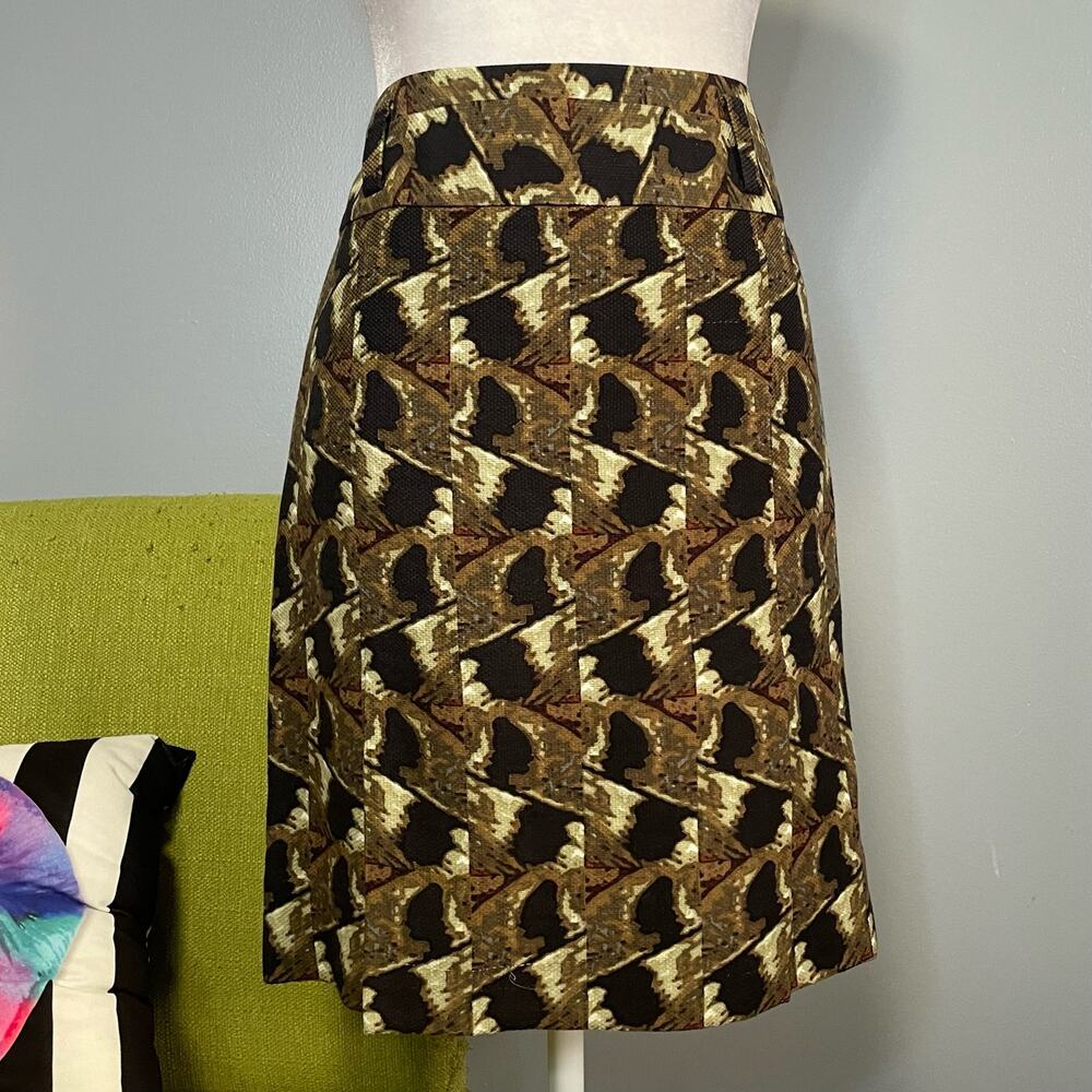 Etcetera Brown Pattern Wool Silk Straight Pencil Skirt 4